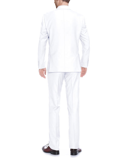 Mens Basic Two Button Classic Fit Suit in White
