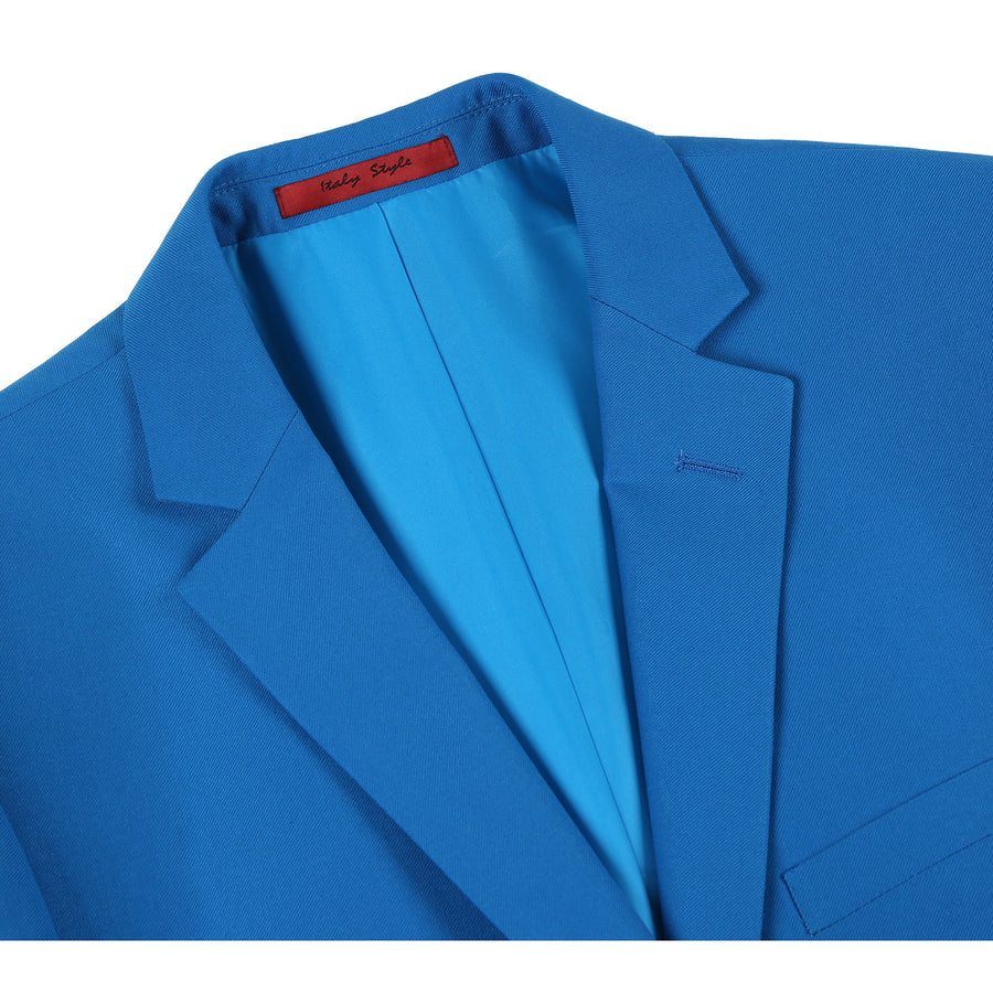 Mens Basic Two Button Slim Fit Suit in Royal Cobalt Blue