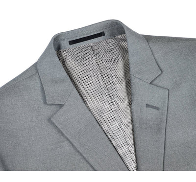 Mens Two Button Slim Fit Hack Pocket Suit in Light Grey