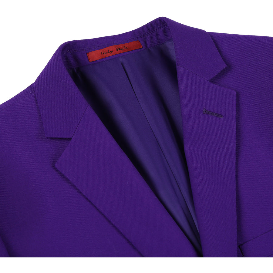 Mens Basic Two Button Slim Fit Suit in Purple