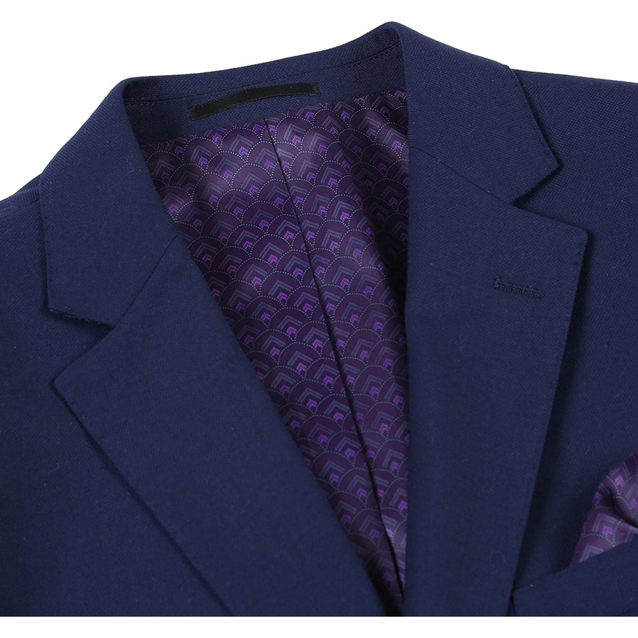 Mens Basic Two Button Classic Fit Wool Sport Coat Blazer in Navy Blue