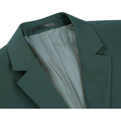 Mens Basic Two Button Slim Fit Suit with Optional Vest in Hunter Green