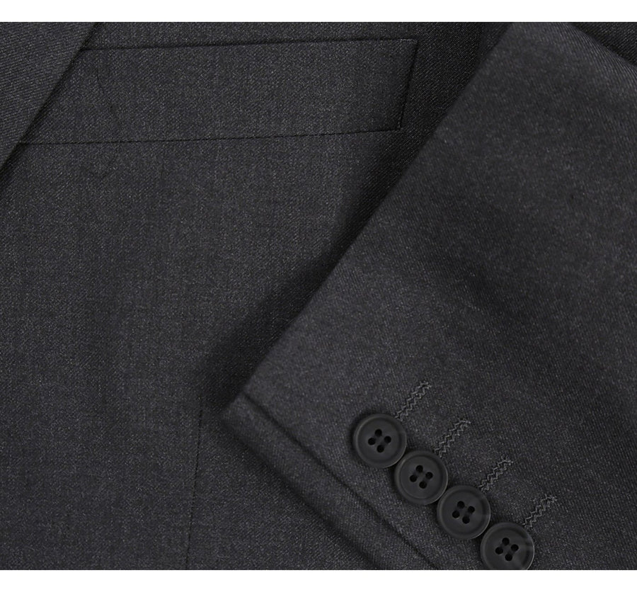 Mens Extra Long Basic Two Button Suit in Dark Grey