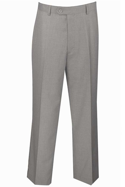 Men's Regular Fit Wool Feel Flat Front Dress Pants in Light Grey