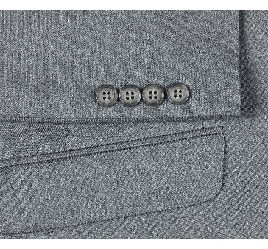 Mens Two Button Slim Fit Hack Pocket Suit in Light Grey