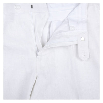 Mens Basic Two Button Classic Fit Linen Summer Suit in White