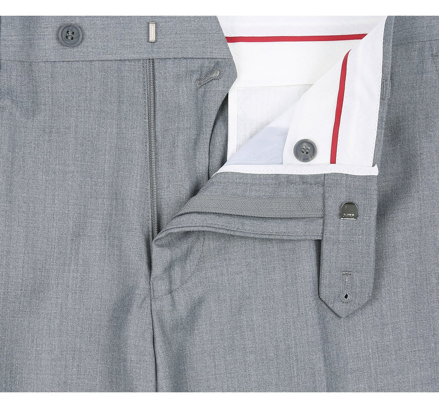 Mens Two Button Slim Fit Hack Pocket Suit in Light Grey