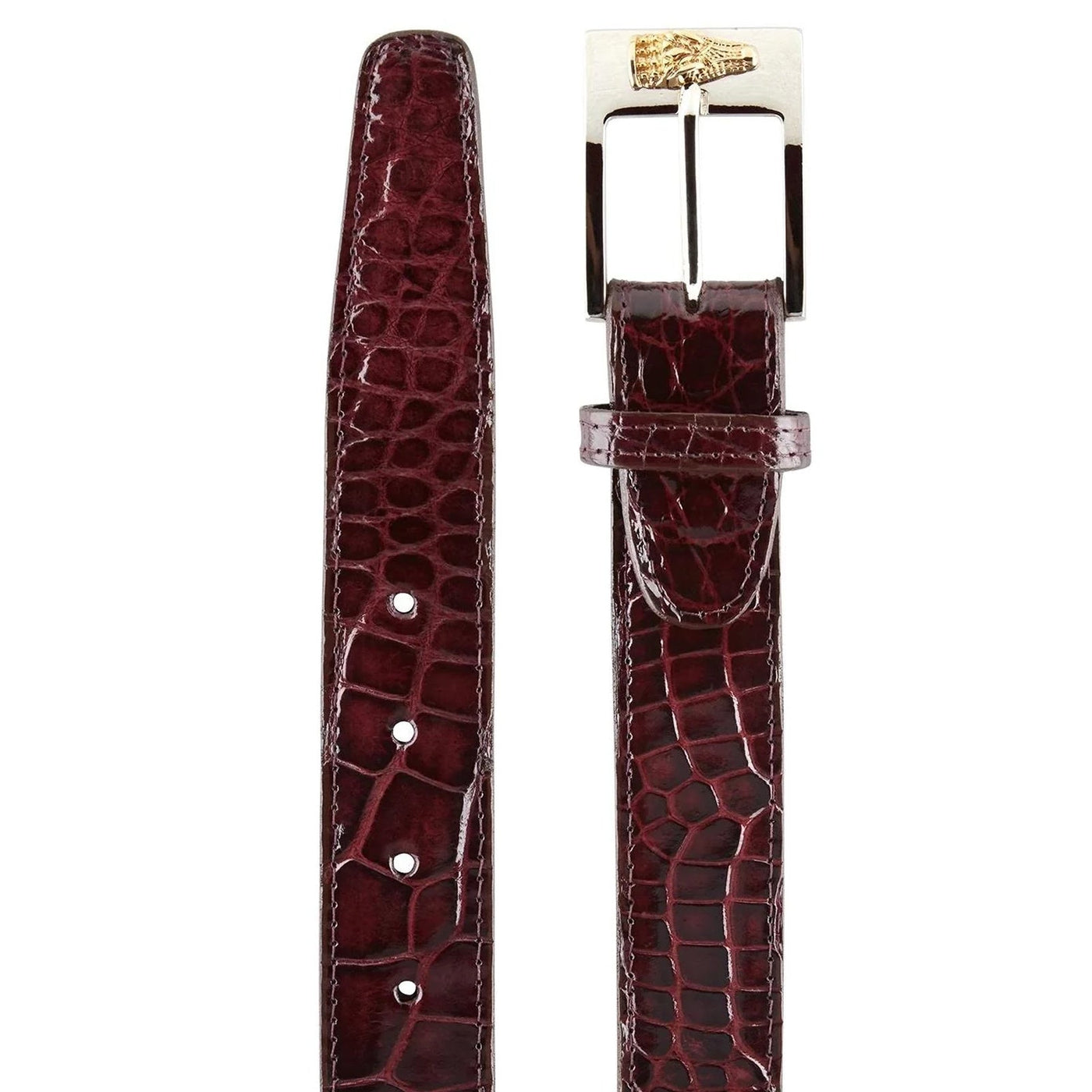 Men's Belvedere Genuine American Alligator Dress Belt in Burgundy