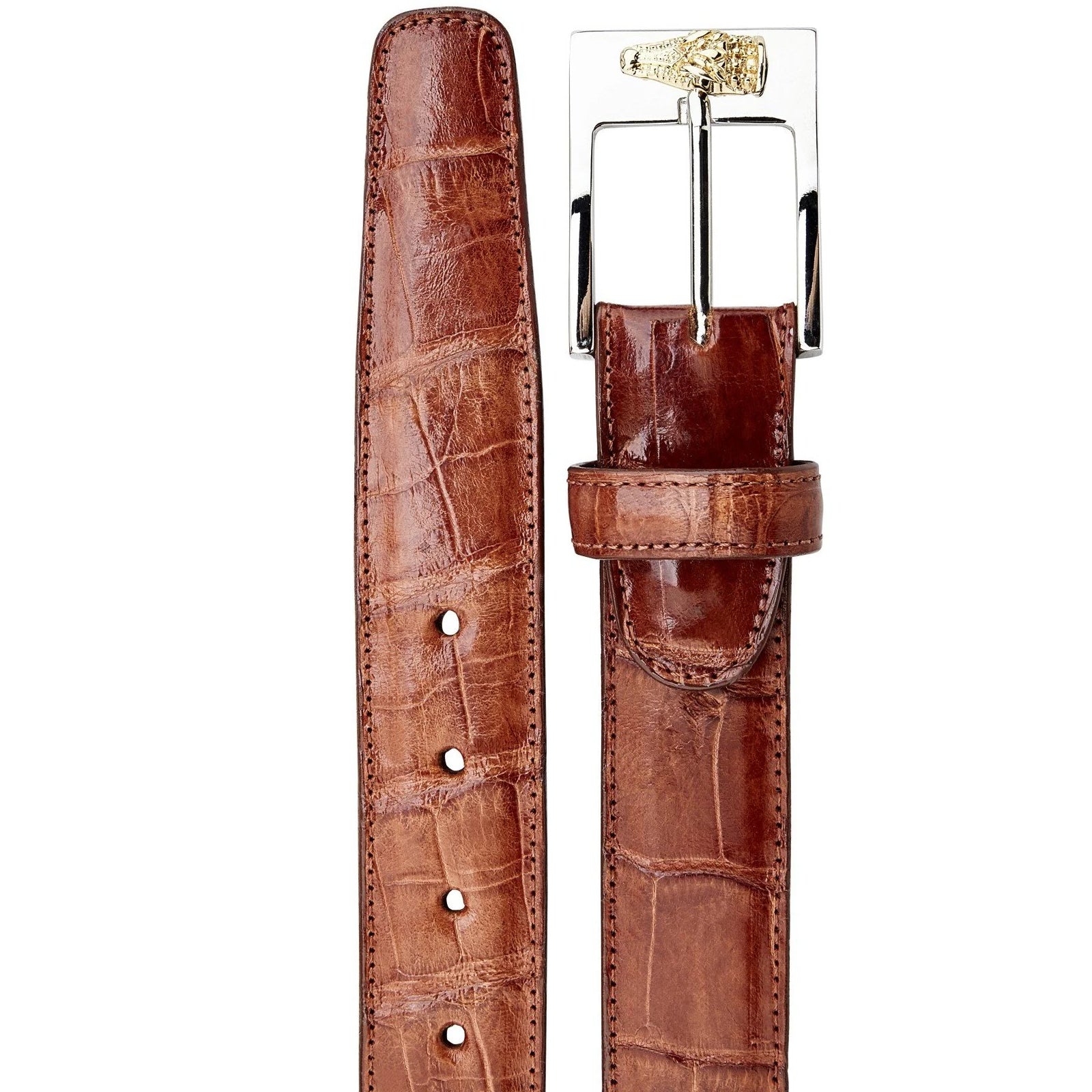 Men's Belvedere Genuine Eel Skin Dress Belt in Camel main image 1