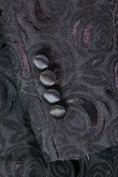 Men's Regular Fit Square Shawl Prom & Wedding Tuxedo Jacket in Black Paisley Rose Print