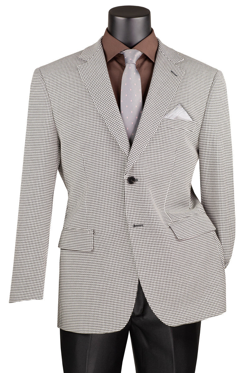 Men's Two Button Modern Fit Sport Coat Blazer in Black Houndstooth
