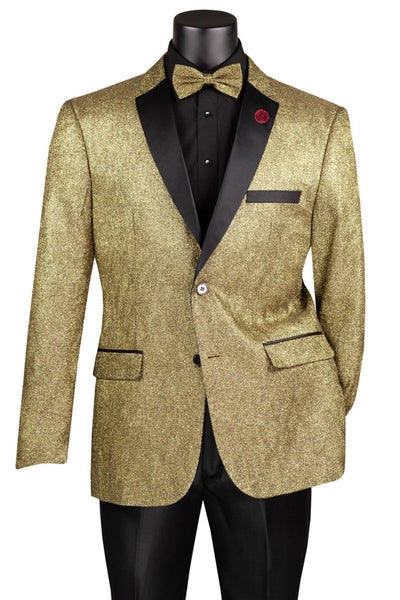 Men's Texured Modern Fit Shiny Gold Tuxedo Jacket
