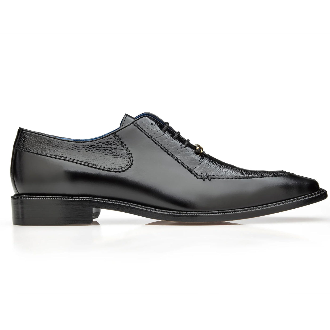 Men's Belvedere Biagio Ostrich Leg & Italian Calf Lace Up Dress Shoe in Black