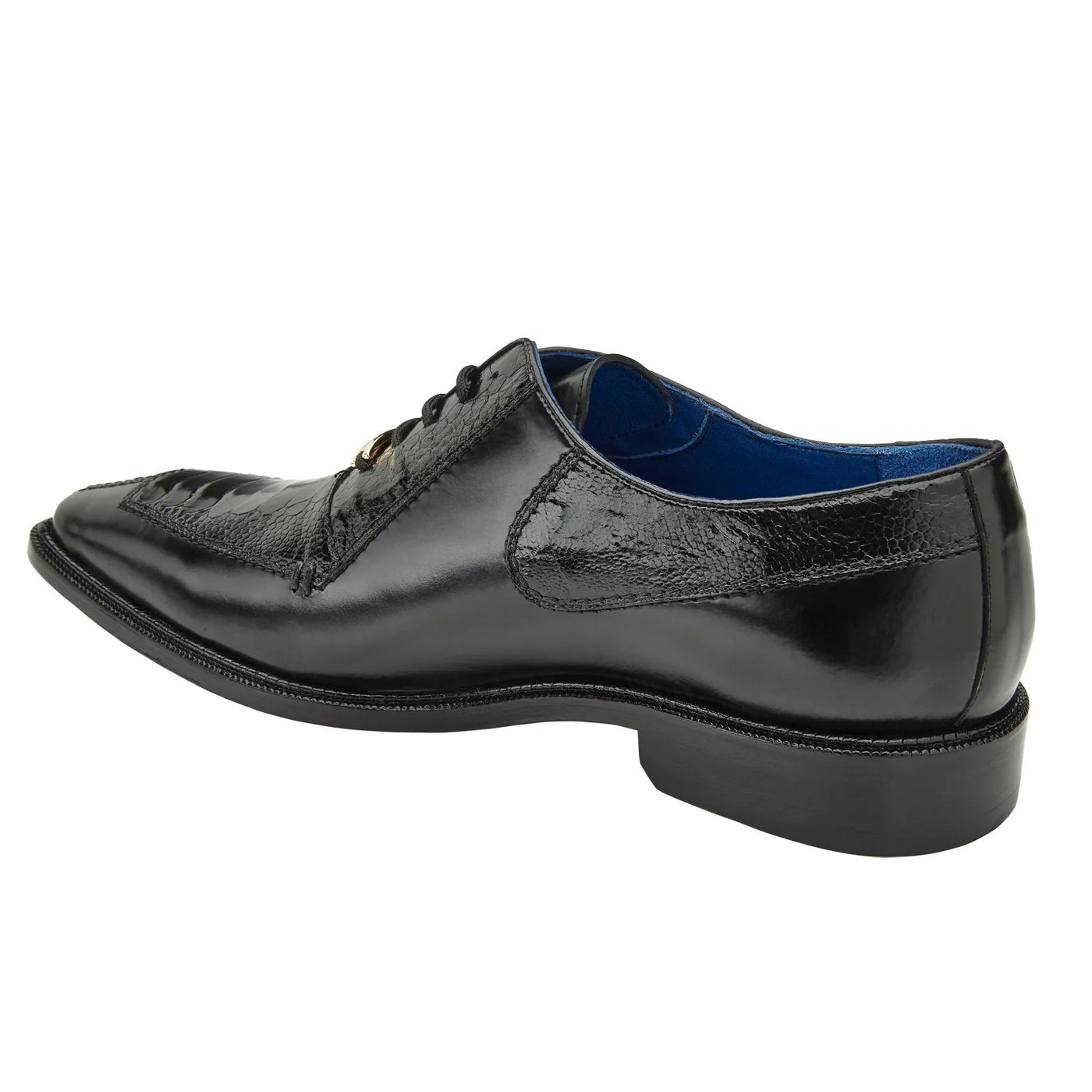 Men's Belvedere Biagio Ostrich Leg & Italian Calf Lace Up Dress Shoe in Black