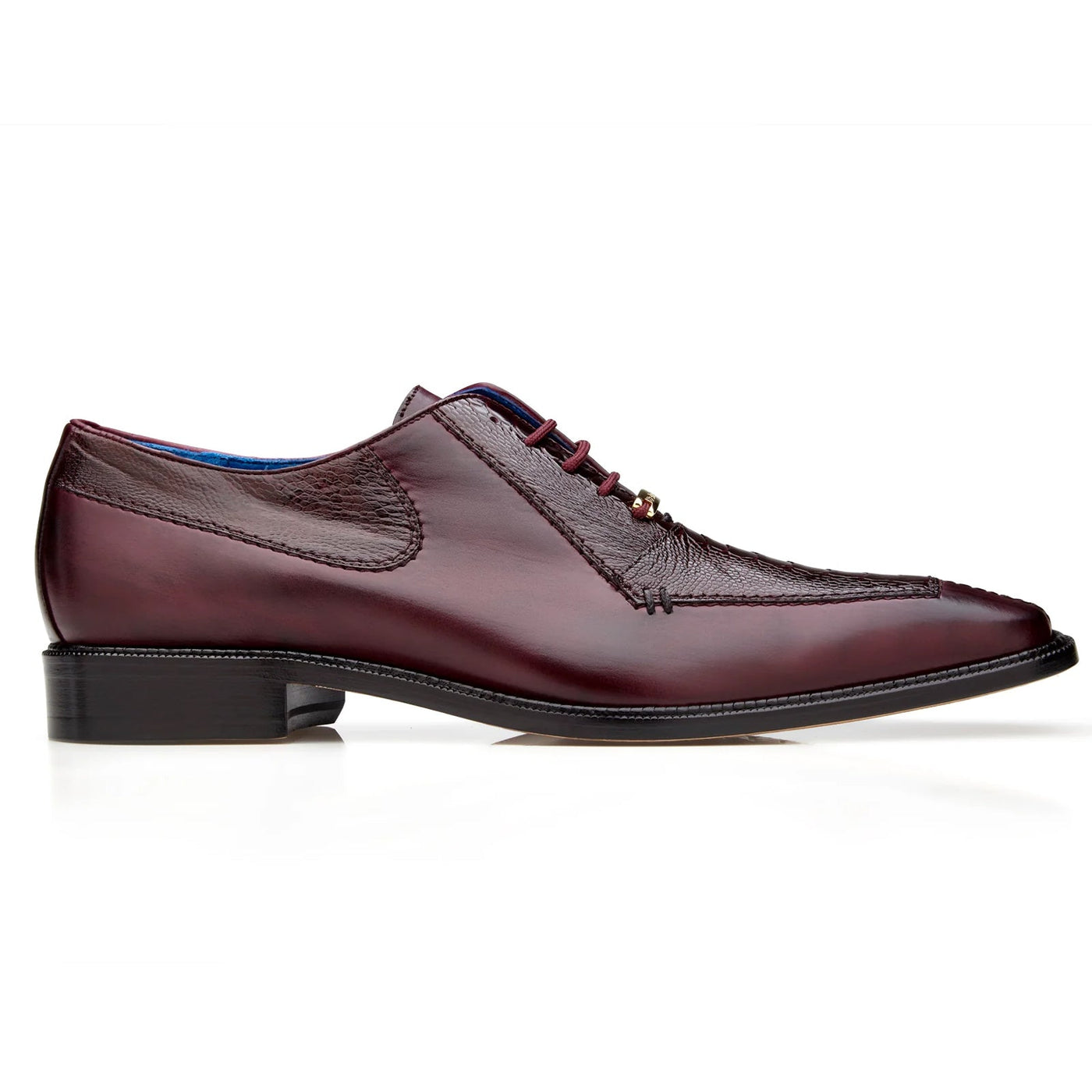 Men's Belvedere Biagio Ostrich Leg & Italian Calf Lace Up Dress Shoe in Burgundy