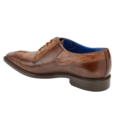 Men's Belvedere Biagio Ostrich Leg & Italian Calf Lace Up Dress Shoe in Antique Peanut Camel