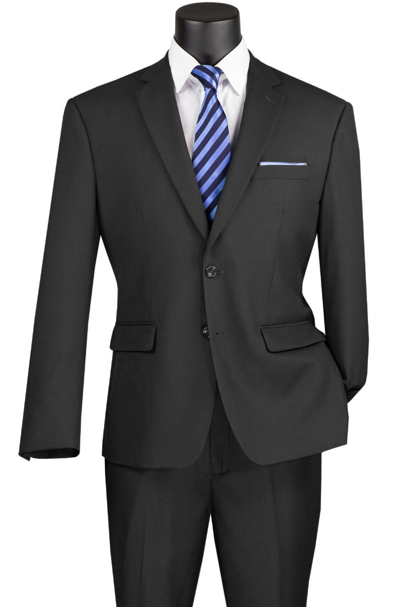 Mens Modern Fit 2 Button Suit in Black