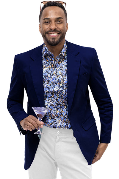 Men's Modern Fit Casual Summer Chino Blazer in Midnight Blue
