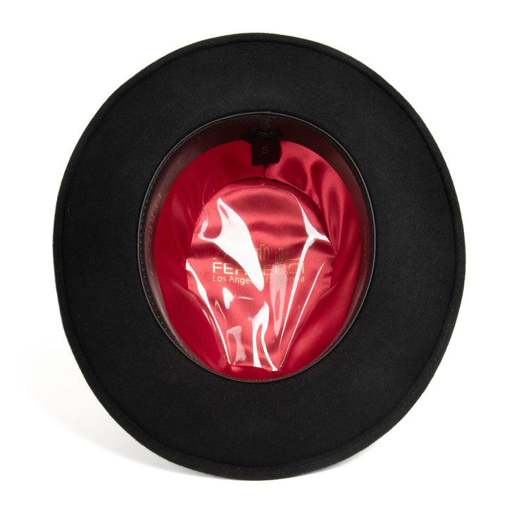black dress hat Black fedora with red trim/ Shenor Collections