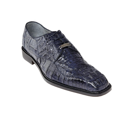 Men's Belvedere Chapo Hornback Caiman Crocodile Dress Shoe in Navy