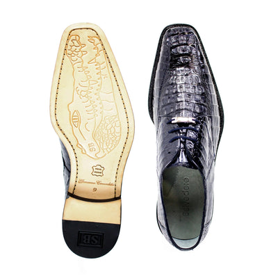 Men's Belvedere Chapo Hornback Caiman Crocodile Dress Shoe in Navy