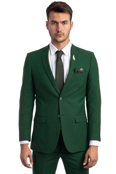 Men's Basic 2 Button Slim Fit Wedding Suit in Hunter Green