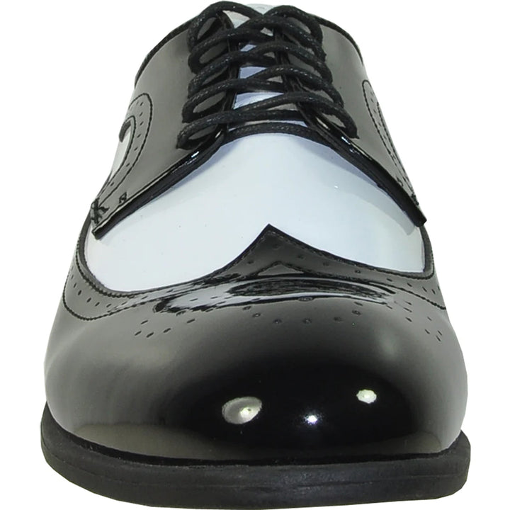 Mens 1920's Gangster Wingtip Dress Shoe in Black & White, 13W / Black