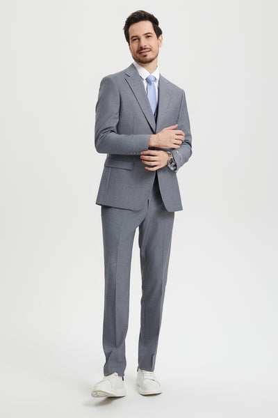 Men's Two Button Vested Stacy Adams Basic Designer Suit in Grey