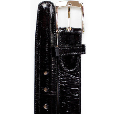 Men's Belvedere Genuine Eel Skin Dress Belt in Black