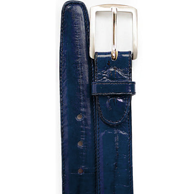 Men's Belvedere Genuine Eel Skin Dress Belt in Navy Blue