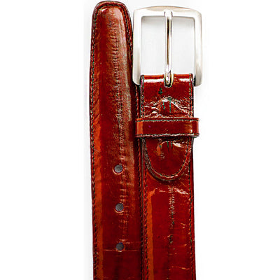 Men's Belvedere Genuine Eel Skin Dress Belt in Red