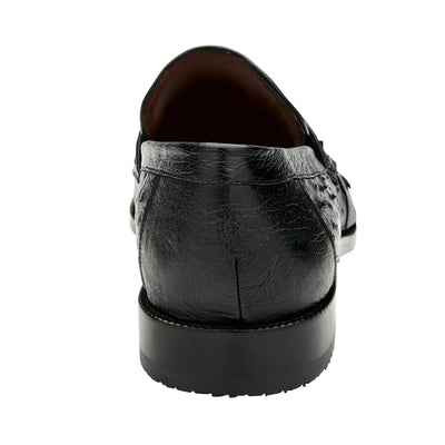 Men's Belvedere Espada Ostrich Quill Penny Loafer Dress Shoe in Black