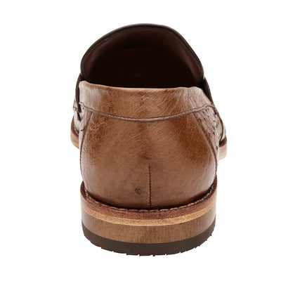 Men's Belvedere Espada Ostrich Quill Penny Loafer Dress Shoe in Brown