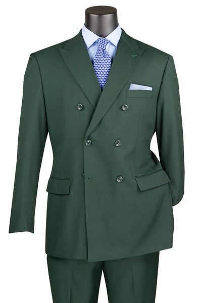 Men's Classic Double Breasted Suit in Hunter Green
