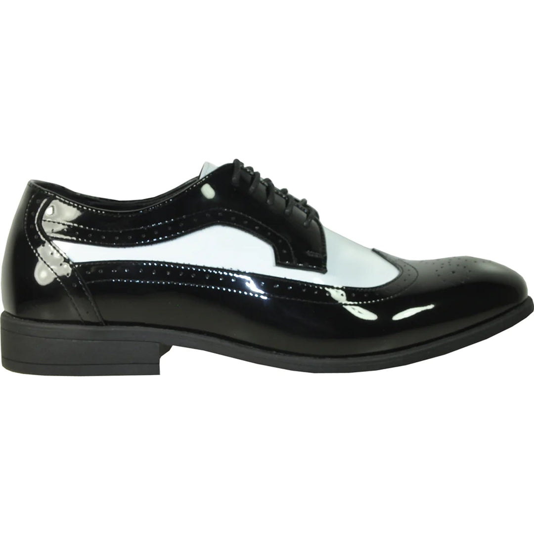 Mens 1920's Gangster Wingtip Dress Shoe in Black & White, 13W / Black