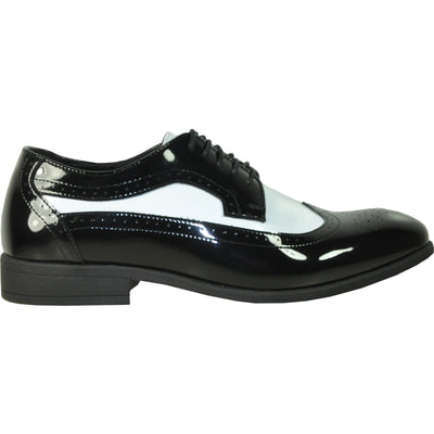 Mens 1920's Gangster Wingtip Dress Shoe in Black and White