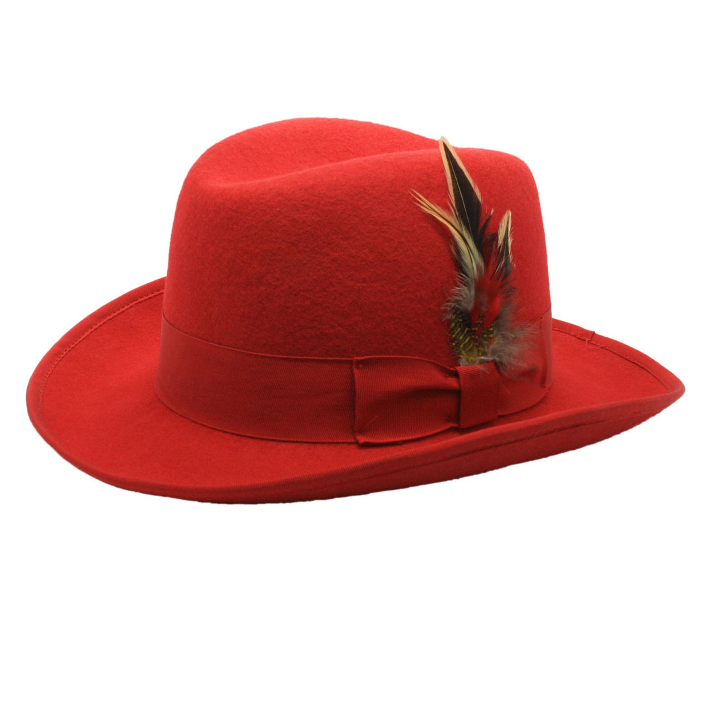 Mens Classic Gangster Godfather Wool Dress Hat in Red