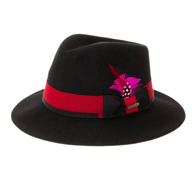 Men's Classic Two Tone Fedora Dress Hat in Black & Red 