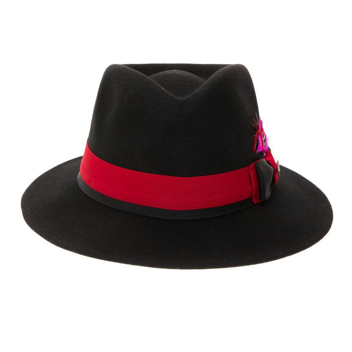 Men's Classic Two Tone Fedora Dress Hat in Black & Red