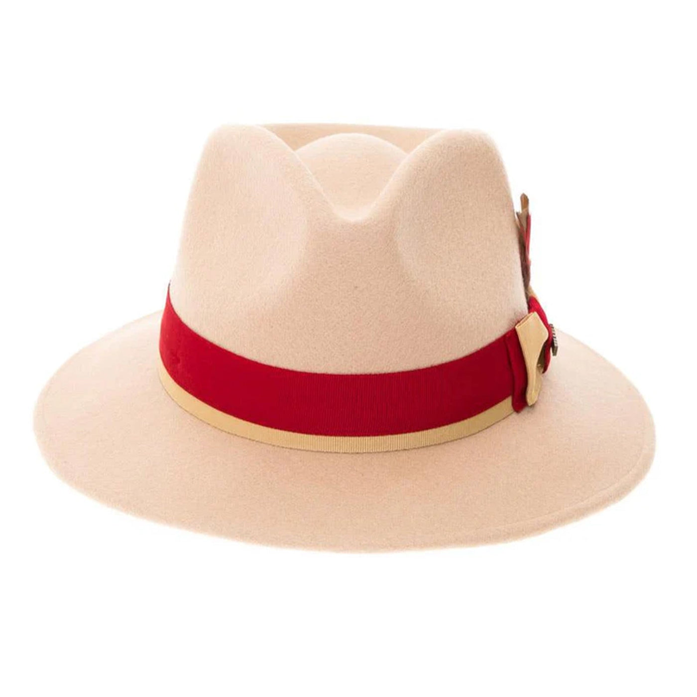 Men's Classic Two Tone Fedora Dress Hat in Tan & Red