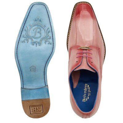 Men's Belvedere Hand Painted Eel Skin Dress Shoe in Antique Pink