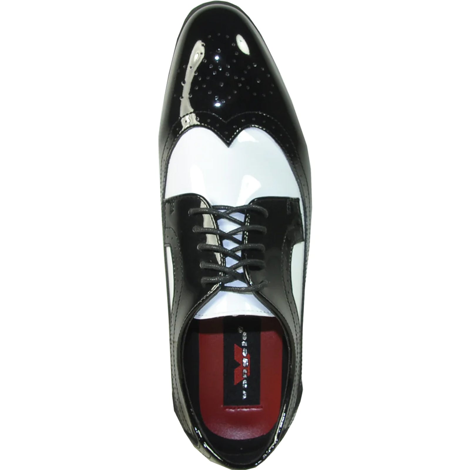 Mens 1920's Gangster Wingtip Dress Shoe in Black and White