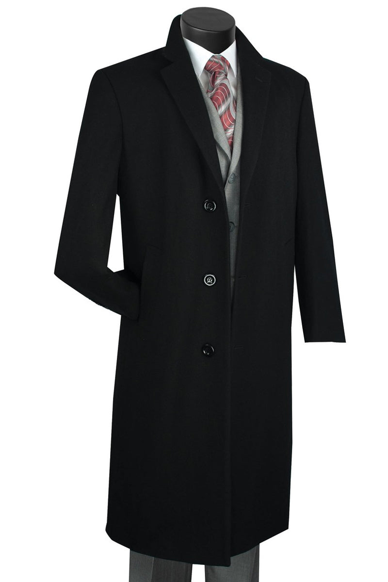 Men's Full Length Wool & Cashmere Overcoat In Black – SignatureMenswear