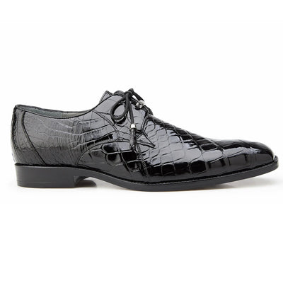 Men's Belvedere Lago Plain Toe American Alligator Dress Shoe in Black