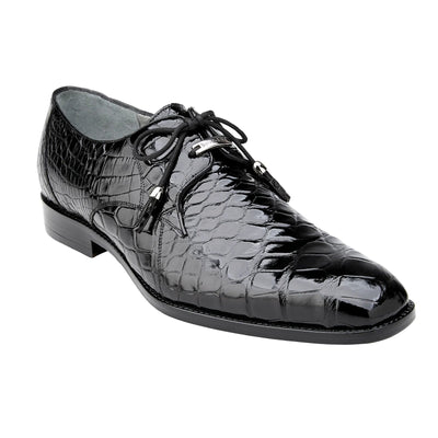 Men's Belvedere Lago Plain Toe American Alligator Dress Shoe in Black