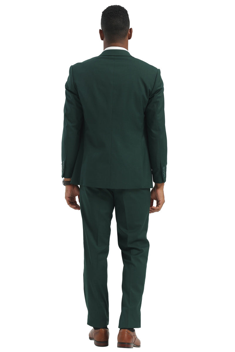 Men's Designer Stacy Adams Classic Double Breasted Suit in Hunter Green