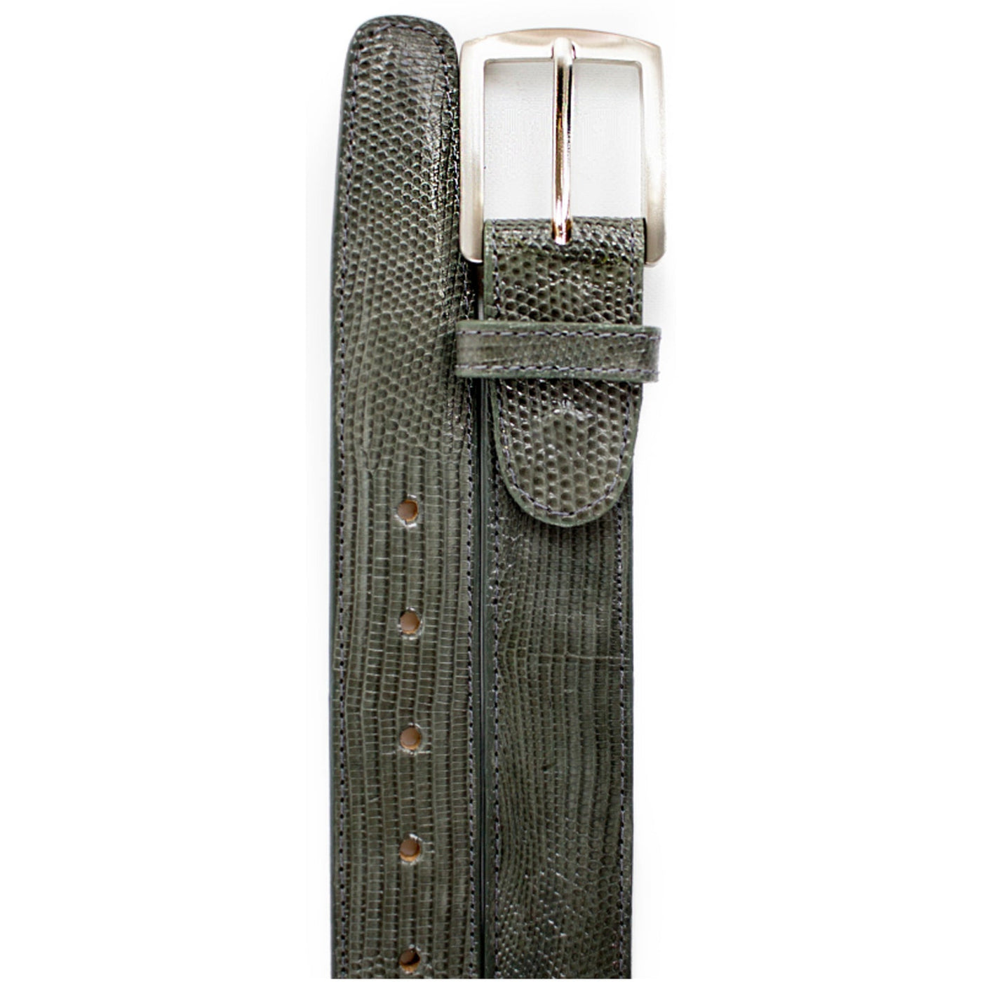 Men's Belvedere Genuine Lizard Skin Dress Belt in Grey