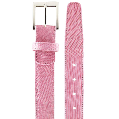 Men's Belvedere Genuine Lizard Skin Dress Belt in Rose Pink