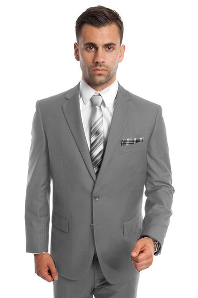 Men's Two Button Basic Modern Fit Business Suit in Light Grey