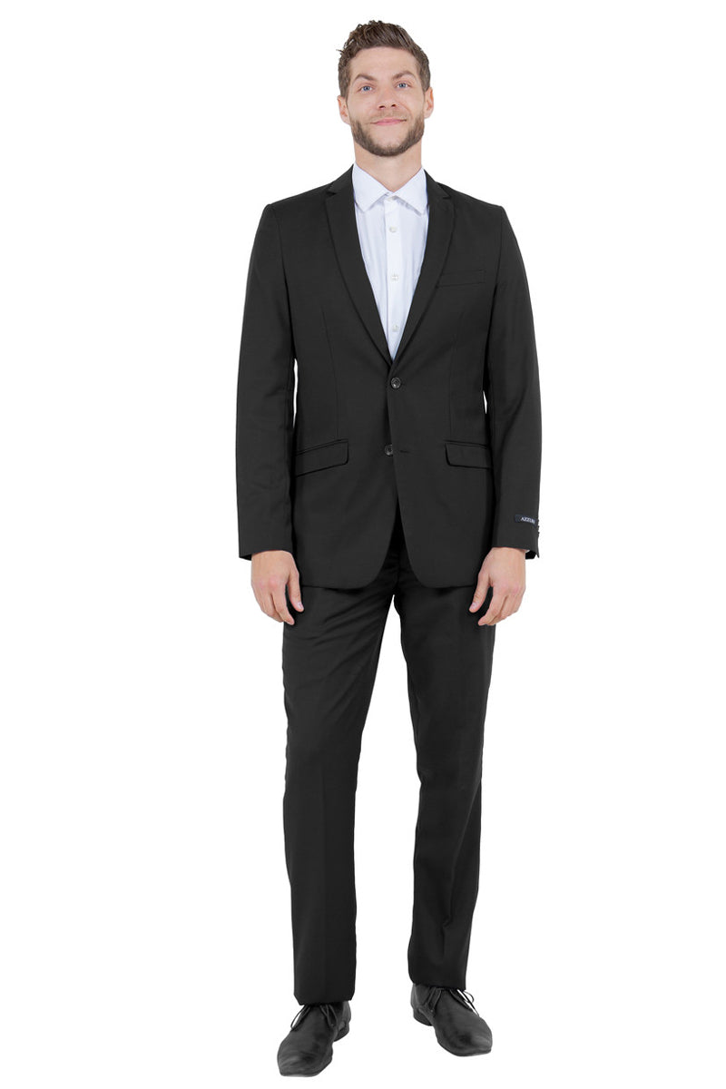 Men's Basic Slim Fit Vested Business Suit in Black